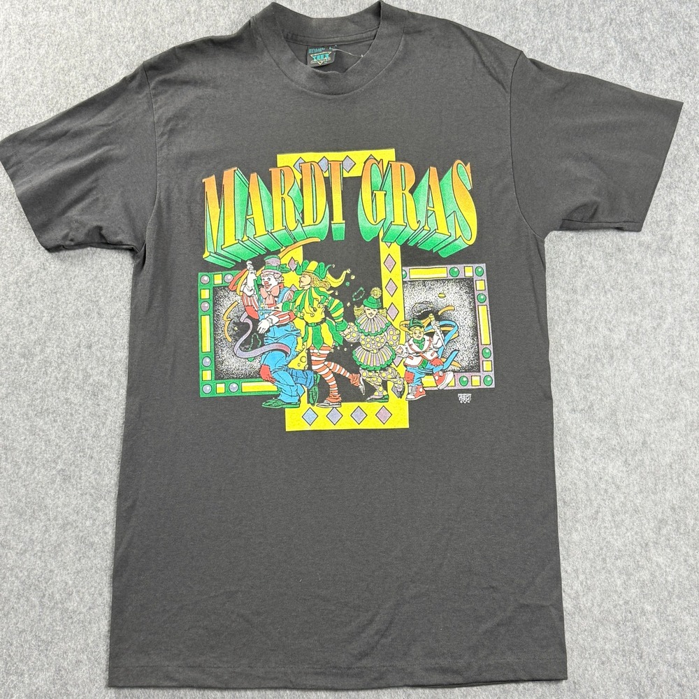 Vintage Men Shirt L New Orleans Mardi Gras Jazz‎ Fest USA Made Single Stitch